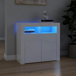 Sonata H Сайдборд с LED светлини, бял гланц, 80x35x75 см - Шкафове, Витрини, Модулни секции