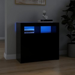 Sonata H Сайдборд с LED светлини, черен, 80x35x75 см - Шкафове, Витрини, Модулни секции