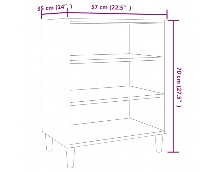 Sonata H Бюфет кафяв дъб 57x35x70 см инженерно дърво