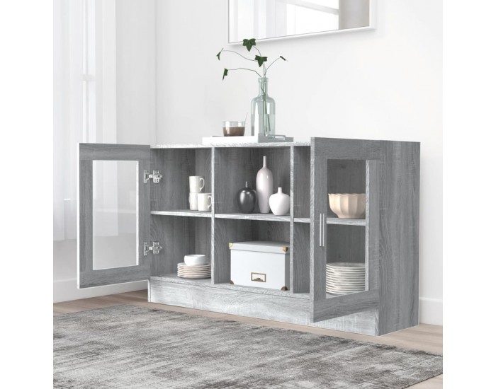 Sonata H Шкаф витрина, сив сонома, 120x30,5x70 см, инженерно дърво