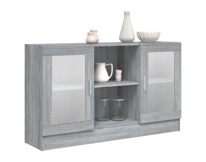 Sonata H Шкаф витрина, сив сонома, 120x30,5x70 см, инженерно дърво