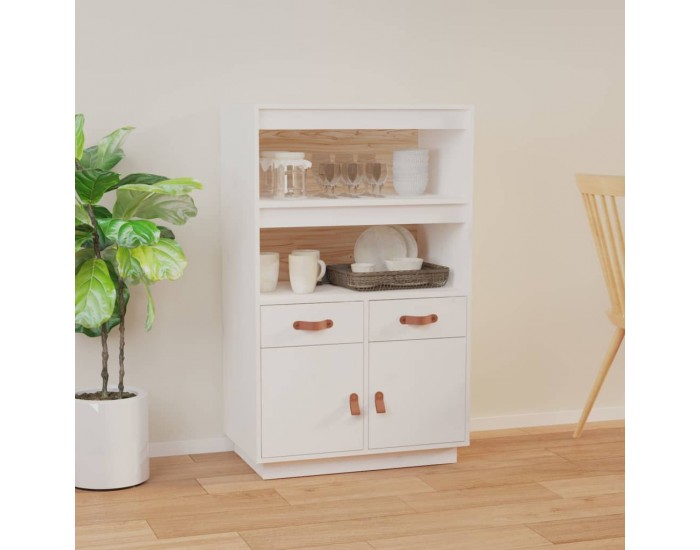 Sonata H Висок шкаф, бял, 67x40x108,5 см, борово дърво масив