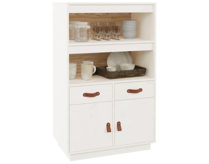 Sonata H Висок шкаф, бял, 67x40x108,5 см, борово дърво масив