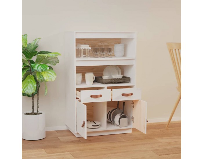 Sonata H Висок шкаф, бял, 67x40x108,5 см, борово дърво масив