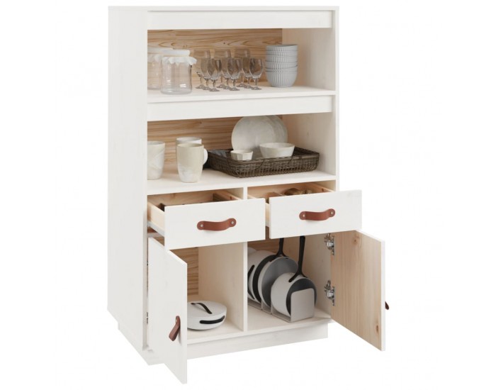 Sonata H Висок шкаф, бял, 67x40x108,5 см, борово дърво масив