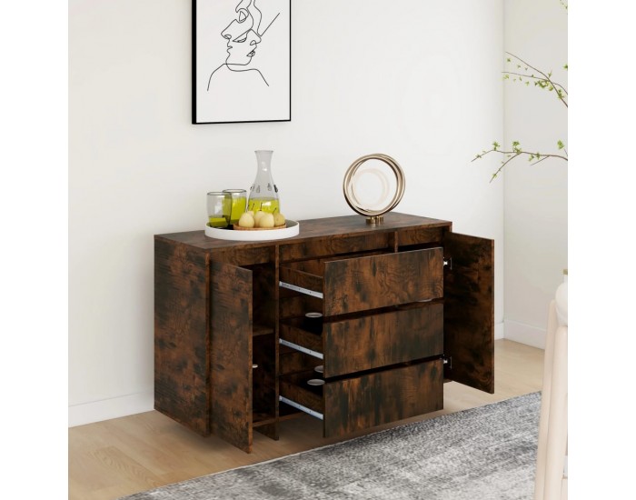 Sonata H Бюфет с 3 чекмеджета, опушен дъб, 120x41x75 см, инженерно дърво Sonata H Бюфет с 3 чекмеджета, опушен дъб, 120x41x75 см, инженерно дърво
