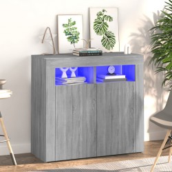 Sonata H Сайдборд с LED светлини, сив сонома, 80x35x75 см - Шкафове, Витрини, Модулни секции