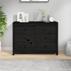 Sonata H Страничен шкаф черен 100x40x72 см борово дърво масив - Шкафове, Витрини, Модулни секции