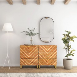 Sonata H Странични шкафове 2 бр кафяво и черно 60x33,5x75 см манго масив - Шкафове, Витрини, Модулни секции
