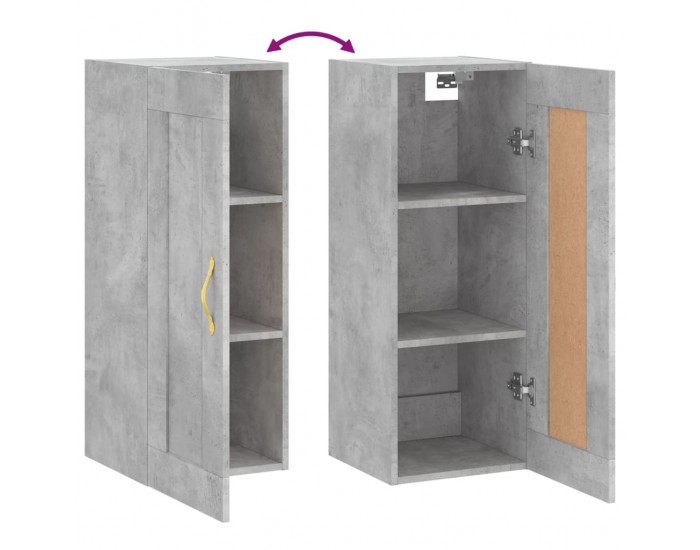 Sonata H Стенен шкаф, бетонно сив, 34,5x34x90 см, инженерно дърво