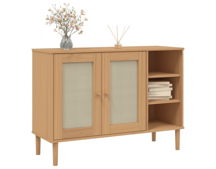 Sonata H Сайдборд SENJA, ратанова визия, 112x40x80 см, бор масив Sonata H Сайдборд SENJA, ратанова визия, 112x40x80 см, бор масив