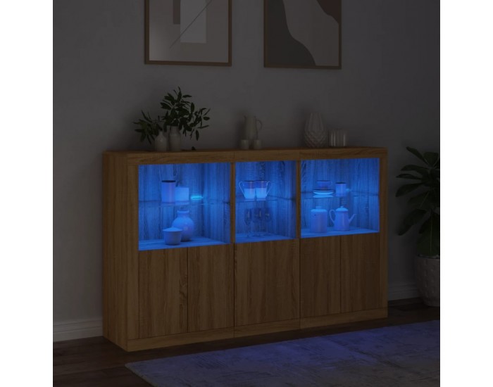 Sonata H Сайдборд с LED светлини, сонома дъб, 162x37x100 см Sonata H Сайдборд с LED светлини, сонома дъб, 162x37x100 см