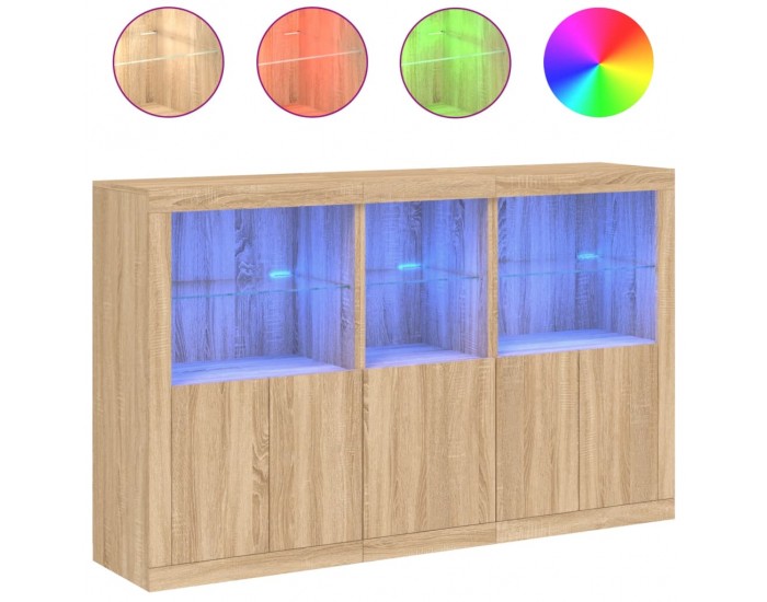 Sonata H Сайдборд с LED светлини, сонома дъб, 162x37x100 см Sonata H Сайдборд с LED светлини, сонома дъб, 162x37x100 см