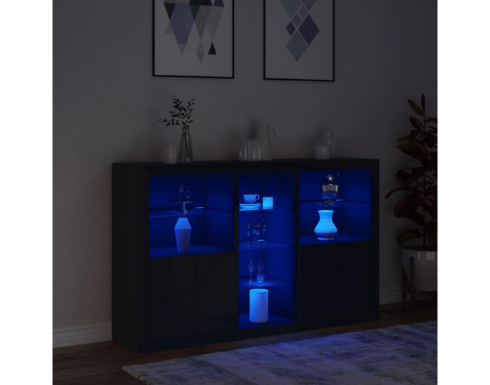 Sonata H Сайдборд с LED светлини, черен, 162x37x100 см Sonata H Сайдборд с LED светлини, черен, 162x37x100 см