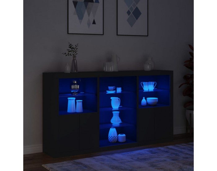 Sonata H Сайдборд с LED светлини, черен, 181,5x37x100 см Sonata H Сайдборд с LED светлини, черен, 181,5x37x100 см