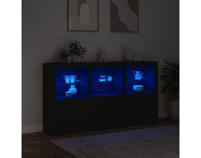 Sonata H Сайдборд с LED светлини, черен, 181,5x37x100 см Sonata H Сайдборд с LED светлини, черен, 181,5x37x100 см