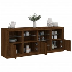 Sonata H Сайдборд с LED светлини, кафяв дъб, 164x37x67 см - Шкафове, Витрини, Модулни секции