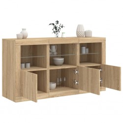 Sonata H Сайдборд с LED светлини, сонома дъб, 123x37x67 см - Шкафове, Витрини, Модулни секции