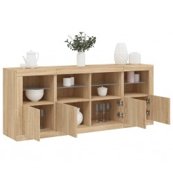 Sonata H Сайдборд с LED светлини, сонома дъб, 163x37x67 см - Шкафове, Витрини, Модулни секции