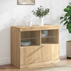 Sonata H Сайдборд с LED светлини, сонома дъб, 81x37x67 см - Шкафове, Витрини, Модулни секции