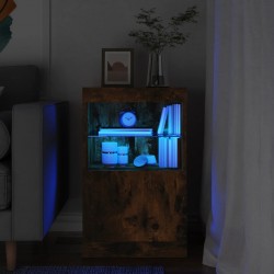 Sonata H Сайдборд с LED светлини, oпушен дъб, 41x37x67 см - Шкафове, Витрини, Модулни секции
