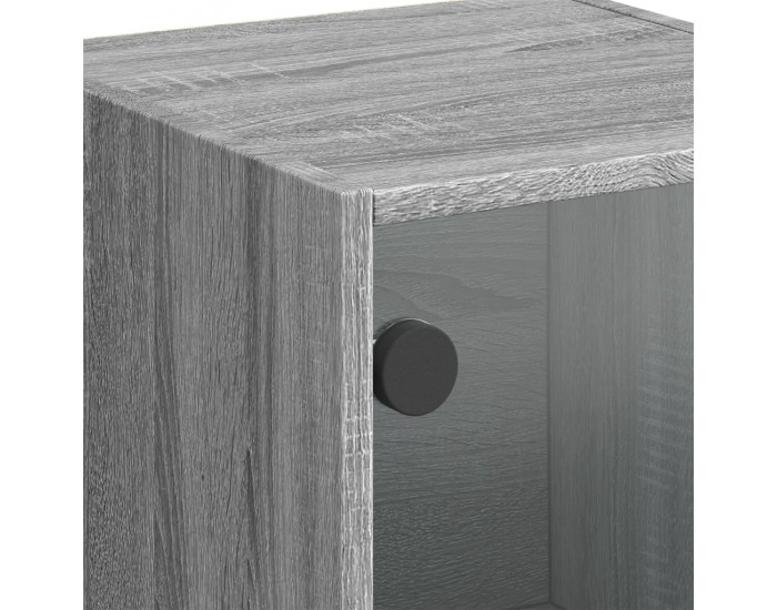 Sonata H Висок шкаф със стъклени врати, сив сонома, 35x37x109 см