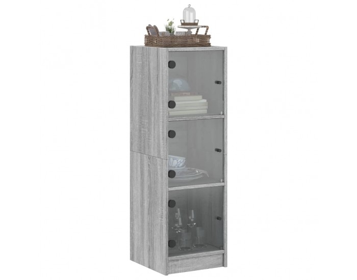 Sonata H Висок шкаф със стъклени врати, сив сонома, 35x37x109 см