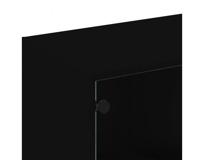 Sonata H Библиотека с врати черна 136x37x109 см инженерно дърво