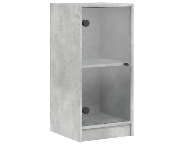Sonata H Страничен шкаф със стъклени врати, бетонно сива, 35x37x75,5 cm