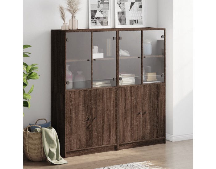 Sonata H Библиотека с врати кафяв дъб 136x37x142 см инженерно дърво Sonata H Библиотека с врати кафяв дъб 136x37x142 см инженерно дърво