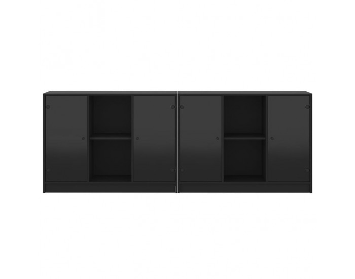 Sonata H Библиотека с врати черна 204x37x75 см инженерно дърво