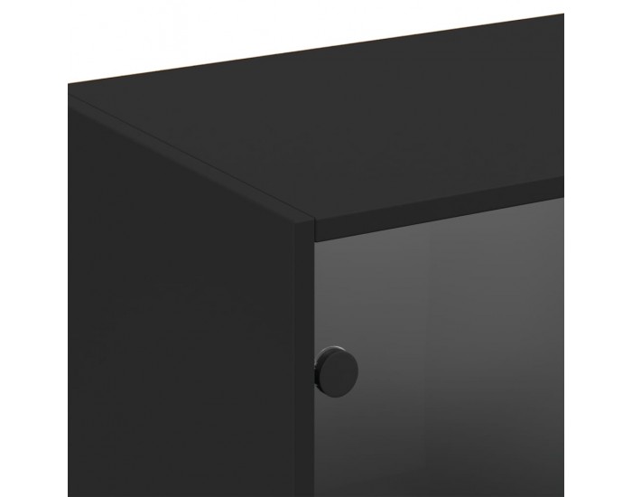 Sonata H Библиотека с врати черна 204x37x75 см инженерно дърво