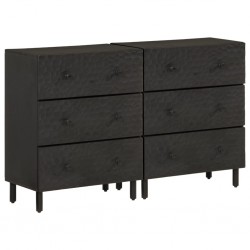Sonata H Странични шкафове 2 бр черен 60x33x75 см манго масивно дърво - Шкафове, Витрини, Модулни секции