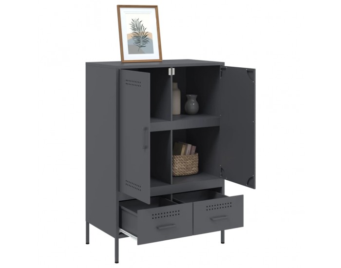 Sonata H Висок шкаф, антрацит, 68x39x101,5 см, стомана