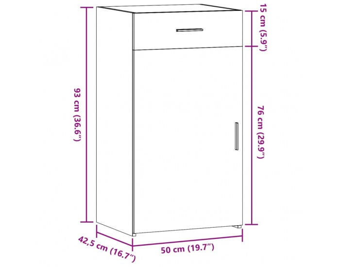 Sonata H Бюфет, бетонно сив, 50x42,5x93 см, инженерно дърво