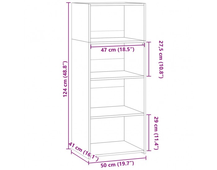 Sonata H Висок шкаф, бетонно сив, 50x41x124 см, инженерно дърво