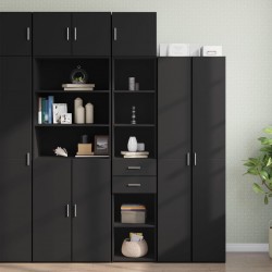 Sonata H Тесен шкаф за съхранение черен 40x42,5x225 см инженерно дърво - Шкафове, Витрини, Модулни секции