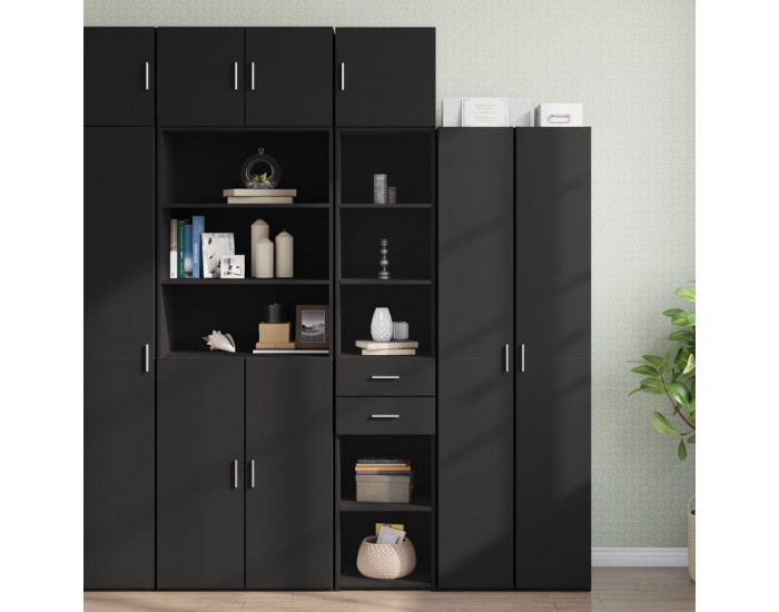 Sonata H Тесен шкаф за съхранение черен 40x42,5x225 см инженерно дърво Sonata H Тесен шкаф за съхранение черен 40x42,5x225 см инженерно дърво