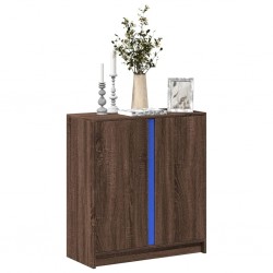 Sonata H Сайдборд с LED, кафяв дъб, 77x34x85 см, инженерно дърво - Шкафове, Витрини, Модулни секции