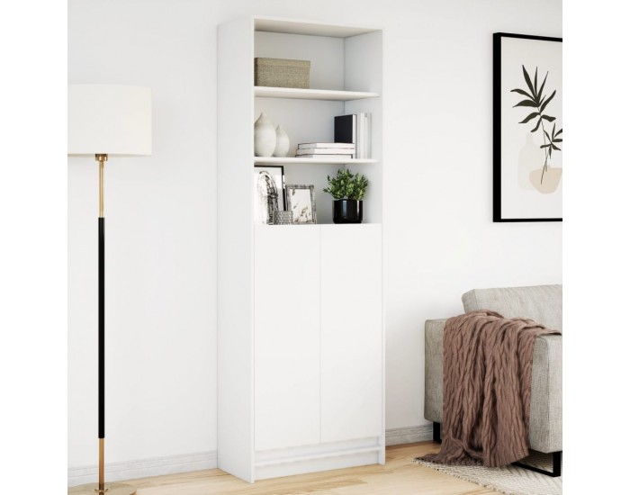 Sonata H Висок шкаф с LED, бял, 69x32,5x200 см, инженерно дърво