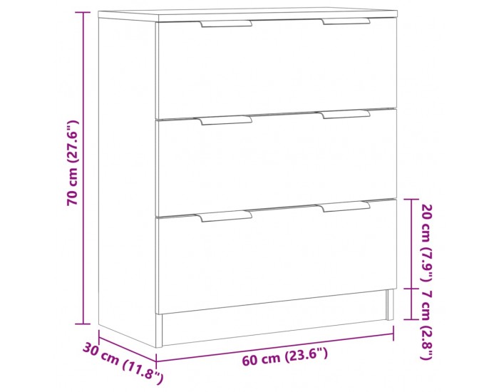 Sonata H Сайдборд, дъб артизан, 60x30x70 см, инженерно дърво