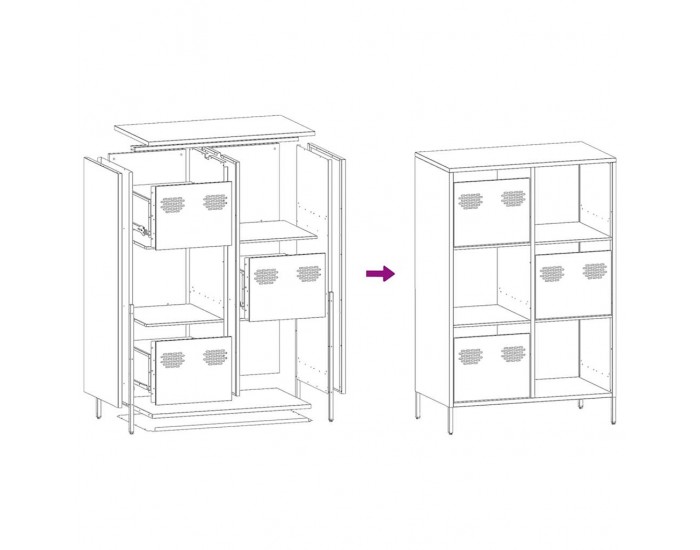 Sonata H Висок шкаф, маслиненозелен, 68x39x103,5 см, стомана