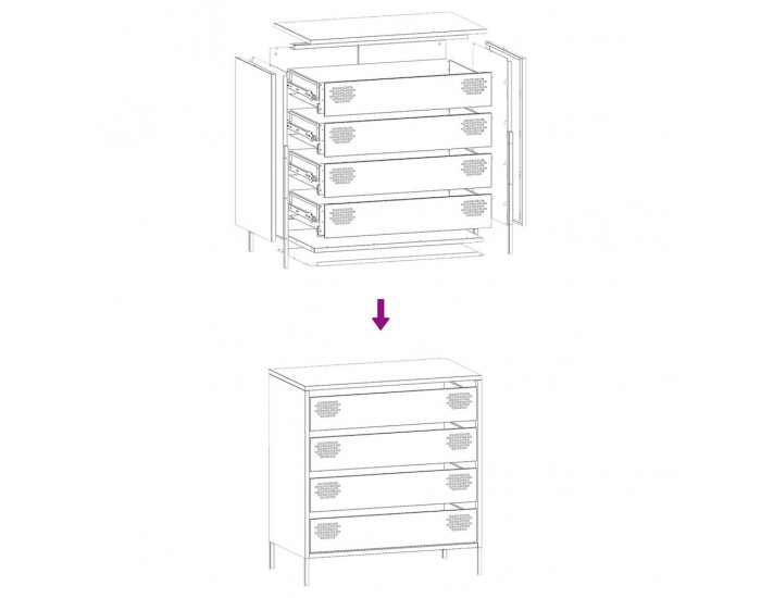 Sonata H Бюфет, бял, 68x39x73,5 см, студеновалцувана стомана