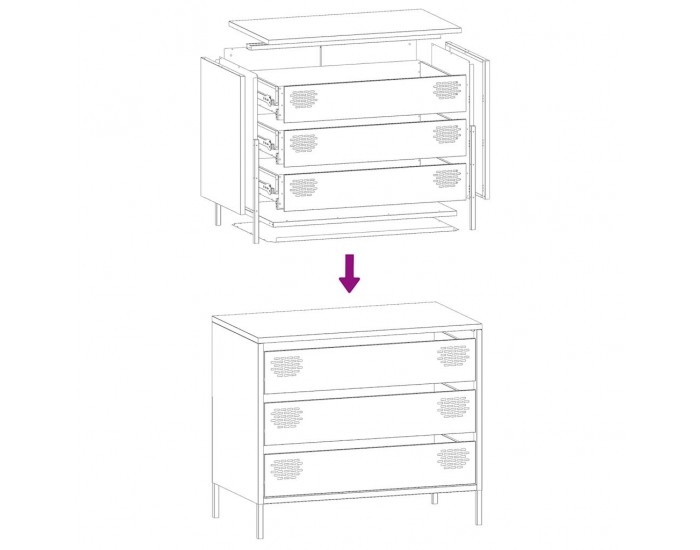 Sonata H Бюфет, розов, 68x39x58,5 см, студеновалцувана стомана