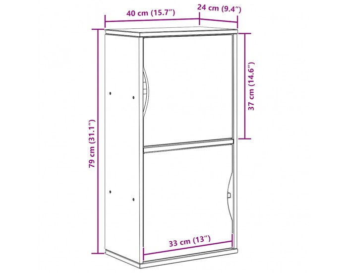 Sonata H Страничен шкаф ODDA White 40x24x79 cm Масивна дървесина Бор Sonata H Страничен шкаф ODDA White 40x24x79 cm Масивна дървесина Бор
