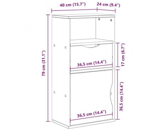 Sonata H Страничен шкаф с чекмедже ODDA White 40x24x79 cm Sonata H Страничен шкаф с чекмедже ODDA White 40x24x79 cm
