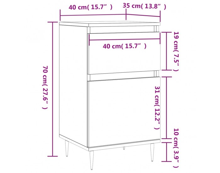 Sonata H Бюфет опушен дъб 40x35x70 см инженерно дърво Sonata H Бюфет опушен дъб 40x35x70 см инженерно дърво