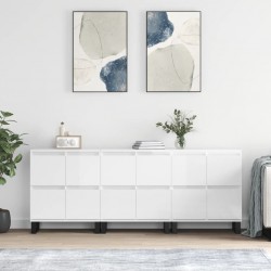 Sonata H Сайдборди, 3 бр, бял гланц, инженерно дърво - Шкафове, Витрини, Модулни секции