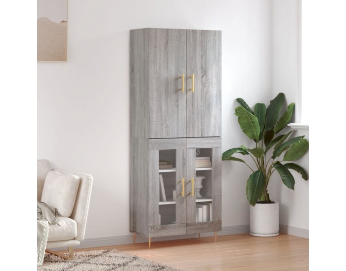 Sonata H Висок шкаф, сив сонома, 69,5x34x180 см, инженерно дърво