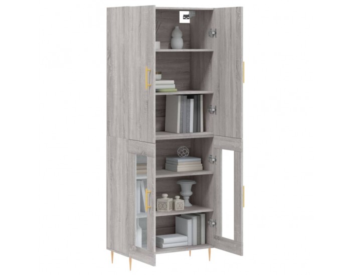 Sonata H Висок шкаф, сив сонома, 69,5x34x180 см, инженерно дърво